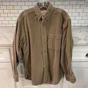 Woolrich Tan Corduroy Mens Shirt Size Medium Button Up Long Sleeve Western Retro